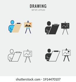 person painting vector icon drawing art board
