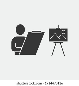 person painting vector icon drawing art board