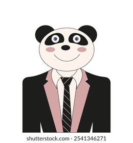 Person with panda head. Man imitation animal. Furry. Therrianthropes. Vector illustration for social media. EPS 10 