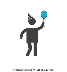 Person in party hat with blue balloon, a fun and festive image perfect for birthday invitations
