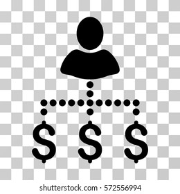Person Payments icon. Vector illustration style is flat iconic symbol, black color, transparent background. Designed for web and software interfaces.