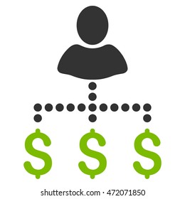 Person Payments icon. Vector style is bicolor flat iconic symbol with rounded angles, eco green and gray colors, white background.