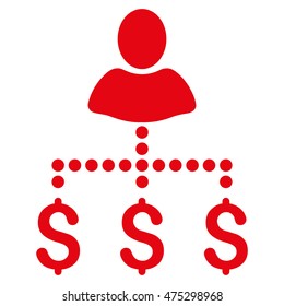 Person Payments icon. Vector style is flat iconic symbol with rounded angles, red color, white background.