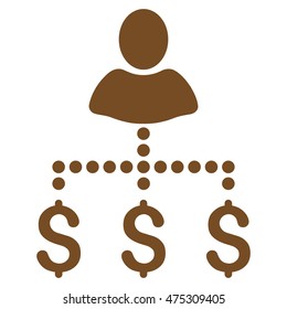 Person Payments icon. Vector style is flat iconic symbol with rounded angles, brown color, white background.