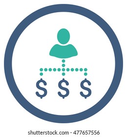 Person Payments rounded icon. Vector illustration style is flat iconic bicolor symbol, cobalt and cyan colors, white background.