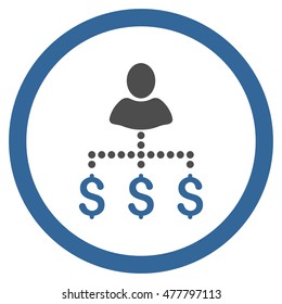 Person Payments rounded icon. Vector illustration style is flat iconic bicolor symbol, cobalt and gray colors, white background.