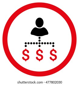 Person Payments rounded icon. Vector illustration style is flat iconic bicolor symbol, intensive red and black colors, white background.
