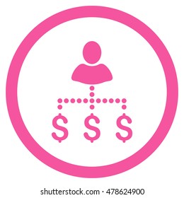 Person Payments rounded icon. Vector illustration style is flat iconic symbol, pink color, white background.
