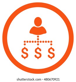 Person Payments rounded icon. Vector illustration style is flat iconic symbol, orange color, white background.
