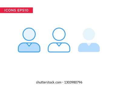 person, people icon in line, outline, filled outline and flat design style isolated on white background. vector eps10