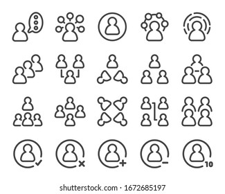 person and people thin line icon set,vector and illustration
