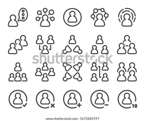 person and people thin line icon set,vector\
and illustration