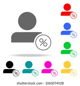 person with percentage icon. Elements of teamwork multi colored icons. Premium quality graphic design icon. Simple icon for websites, web design, mobile app, info graphics on white background