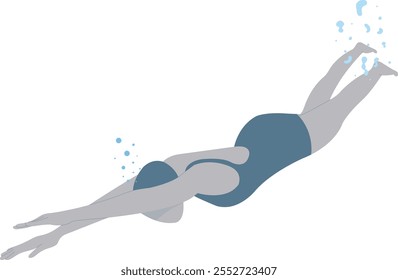 Person Perform Activities in Water Illustration on White Background. Vector Character