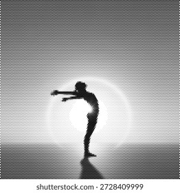 Una persona que realiza un estiramiento de backbend frente al sol, que simboliza el yoga matutino, el bienestar espiritual y la energía mental. Ideal para promociones de retiros de yoga, clases de meditación al amanecer y contenido de salud holístico.
