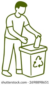 Persona que realiza la acción ambiental que simboliza el concepto de reciclaje de residuos