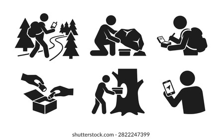 Person performing outdoor activities with technology icons