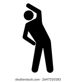 a person performing a side bend stretch or stretching exercise.