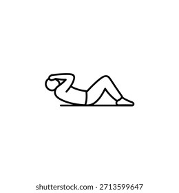 Person Performing Sit-Up Exercise Depicted with a Simple Black and White Line Art