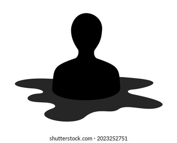 La persona y la personalidad se disuelven. Desintegración y disolución de la personalidad - el hombre y el hombre se están derritiendo y licuando en piscina y charco. Ilustración vectorial aislada en blanco.	