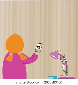 person with a phone, video call, vector illustration