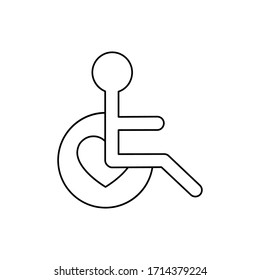 Person with a physical disability. Voluntary, charity, donation line icon. Vector illustration isolated on white background.