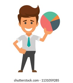 
A person with pie graph representing business analyst
