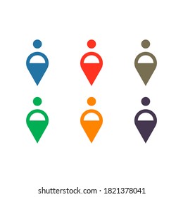 ubicación de anclaje de persona con concepto plano. Se puede usar para mapear la aplicación móvil