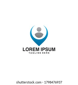 Person With Pin Logo Vector Illustration Icon