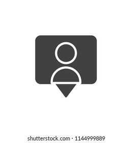 Person pin vector icon. filled flat sign for mobile concept and web design. Followers simple solid icon. Symbol, logo illustration. Pixel perfect vector graphics