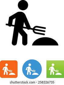 Person pitching hay icon