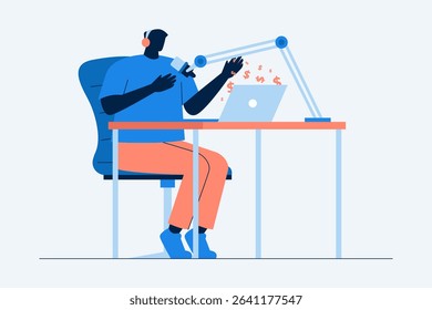 Person planning podcast strategy and monetization using charts and a laptop