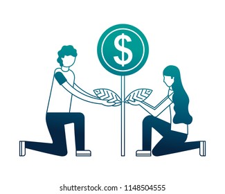 person planting money character