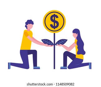 person planting money character