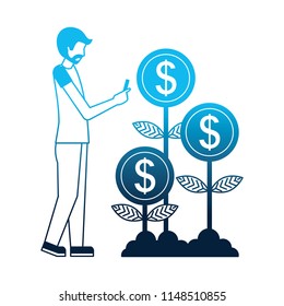 person planting money character
