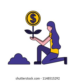 person planting money character