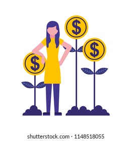 person planting money character