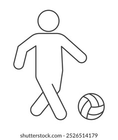 person play football ball 3d outline icon