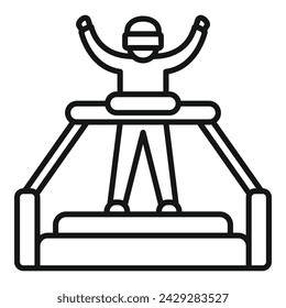 Person play on vr platform icon outline vector. Social simulation. Cinema visual