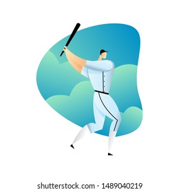 person playing baseball modern flat design character illustration 