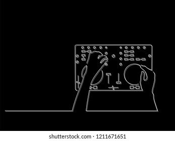 Person playing electronic music isolated line drawing, vector illustration design. Music collection.
