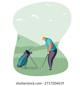 Una persona jugando golf Illustrator Gráficos