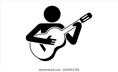 Person Playing Guitar Icon Vector	