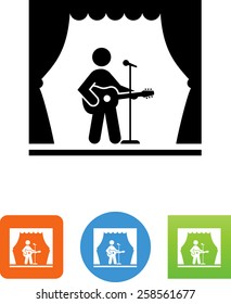 Person playing guitar on a stage icon