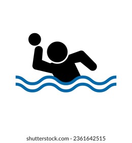 Persona jugando al icono del waterpolo. Vector.