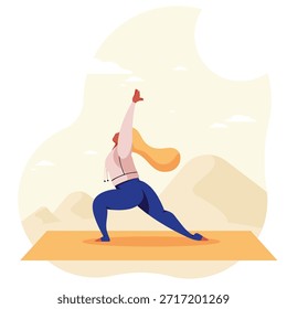 Eine Person, die Yoga in Illustrator-Grafiken spielt