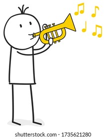 person plays music on a trumpet