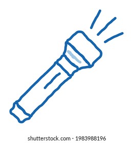 Person Pocket Flashlight sketch icon vector. Hand drawn blue doodle line art Person Pocket Flashlight sign. isolated symbol illustration