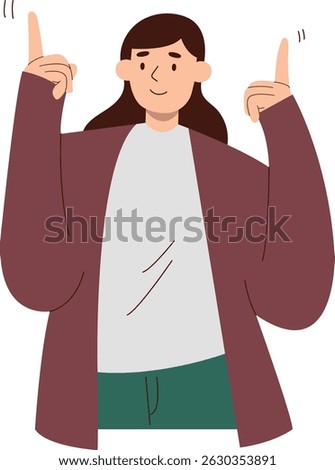 Person Pointing Character in Cheerful Expression. Flat Vector Illustration