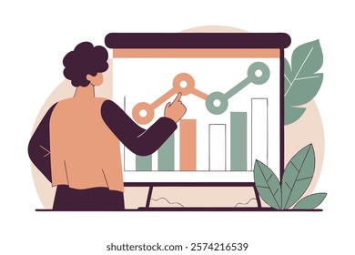A person pointing at a chart